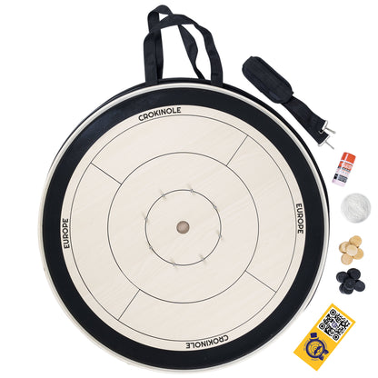 Crokinole Board Game - Tournament Board, Discs, Carrom Powder, Carrying Bag - Official Dimensions - Strategic Game for Young and Old - Buy Crokinole