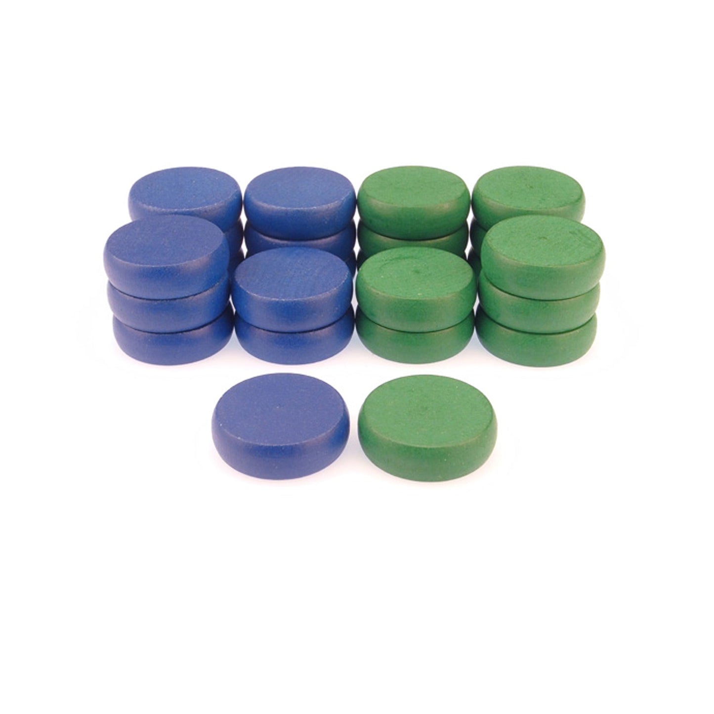 26 Blue & Green Crokinole Tournament Discs + Bag (13 Blue & 13 Green) - Crokinole Europe