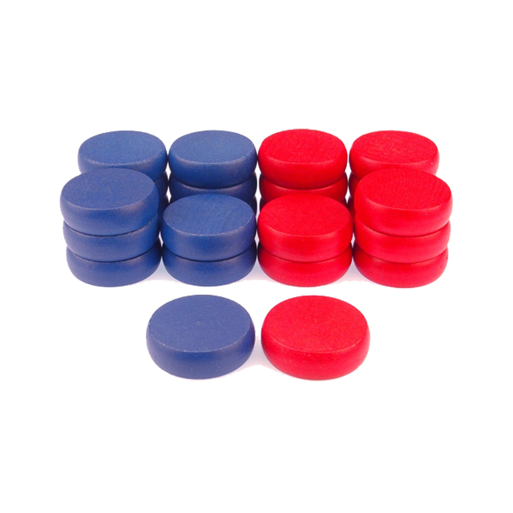 26 Blue & Red Crokinole Tournament Discs + Bag (13 Blue & 13 Red) - Crokinole Europe
