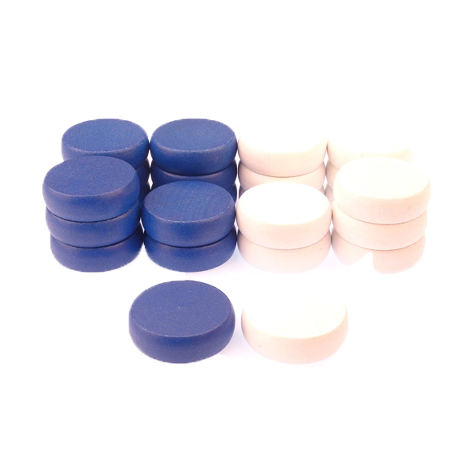 26 Blue & White Crokinole Tournament Discs + Bag (13 Blue & 13 White) - Crokinole Europe