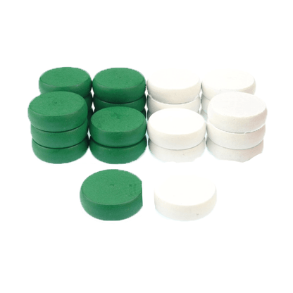 26-green-white crokinole tournament discs